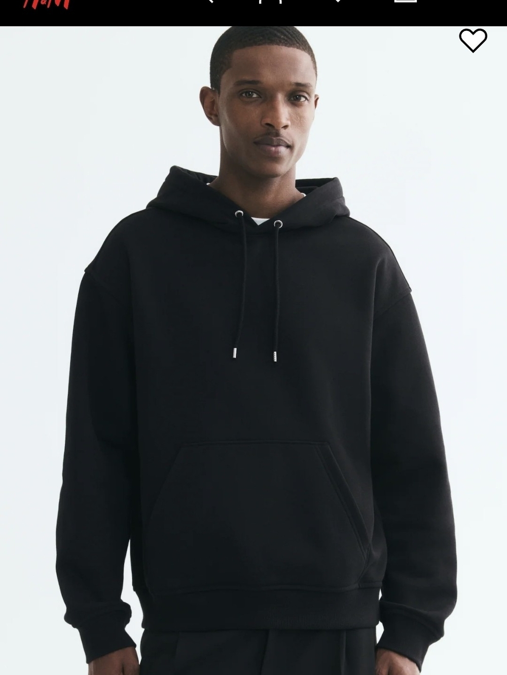H&M Black Hooded Pullover Sweatshirt